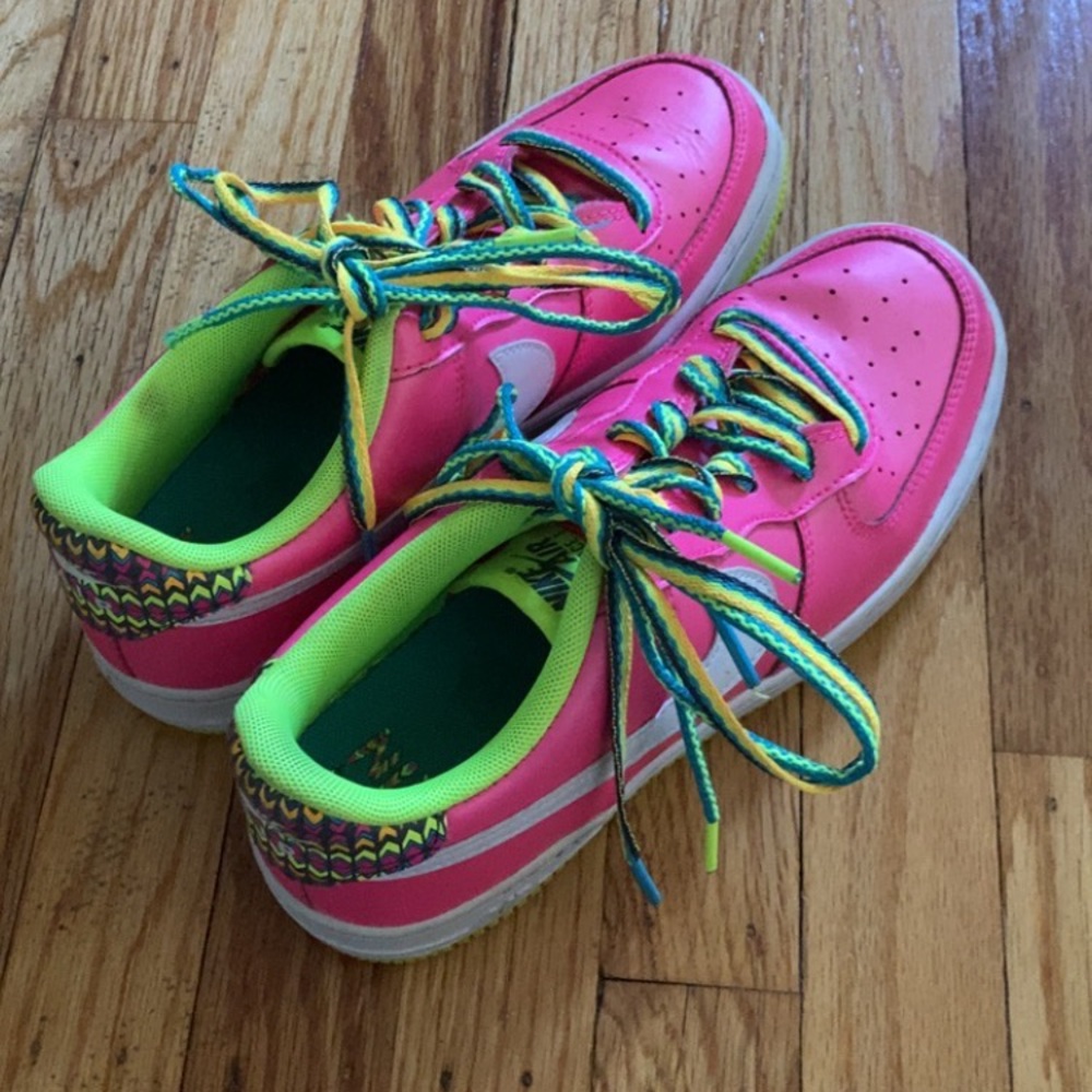 Nike Air Force 1 colorful pink and neon green